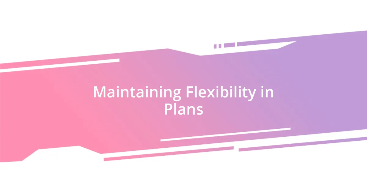 Maintaining Flexibility in Plans